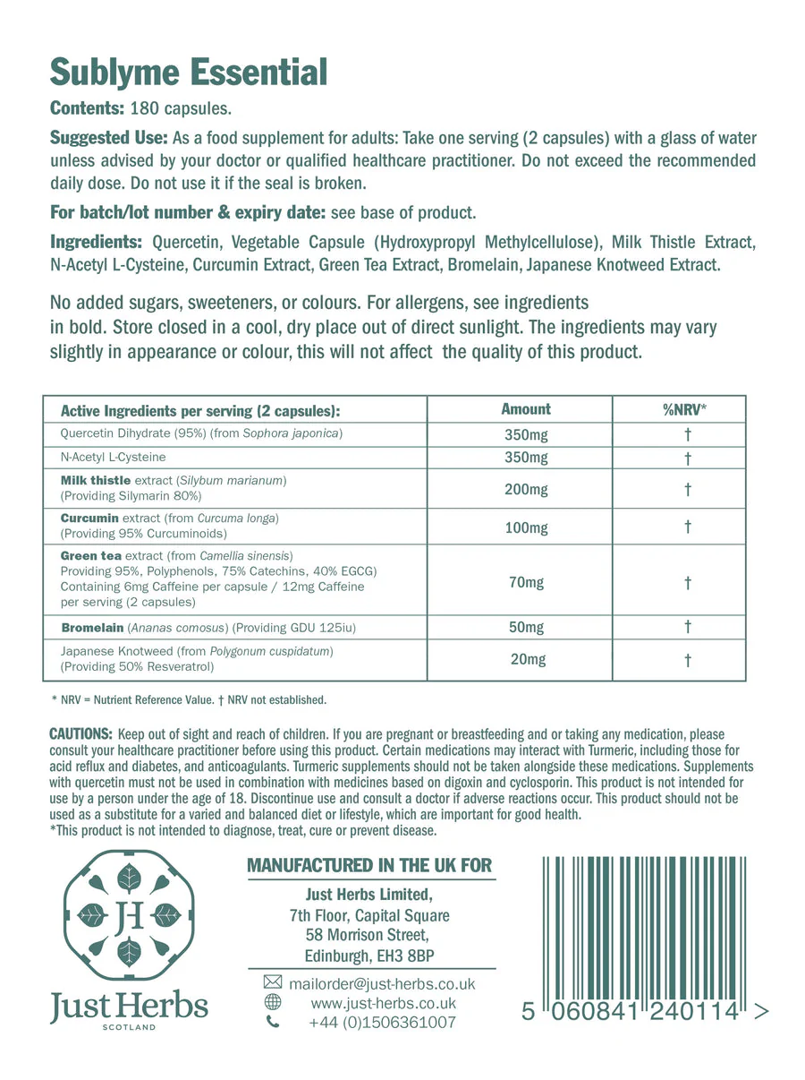 Just Herbs - Sublyme Essential 360 Capsules - Image 3