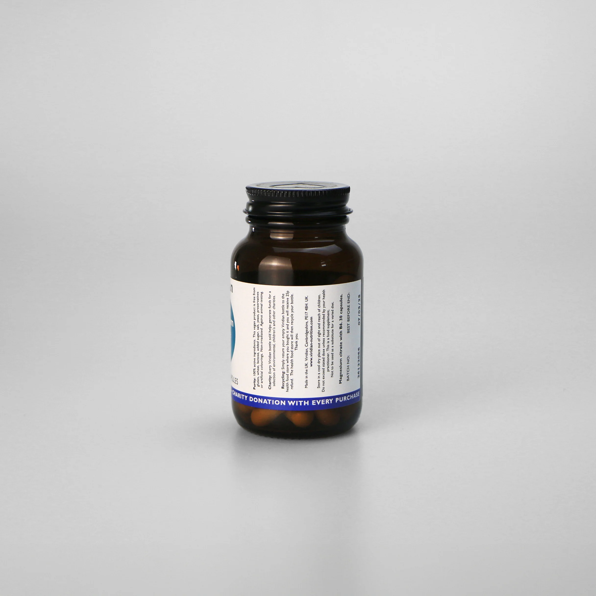Viridian Magnesium Citrate 100mg with B6 Capsules - Image 3